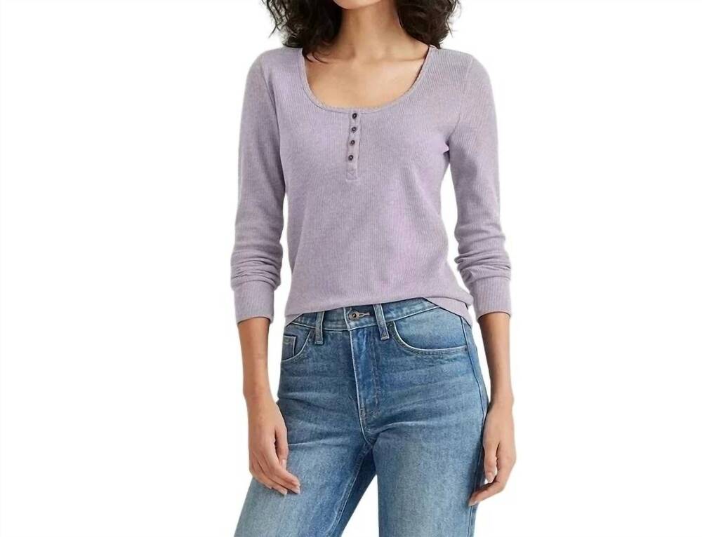 NEW EDDIE BAUER infinity long sleeve thermal henley top - plus in iris purple